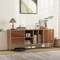Natural Wood & Mirrored Buffet Cabinet with 2 Drawers, 1 Door, and 4 Open Compartments